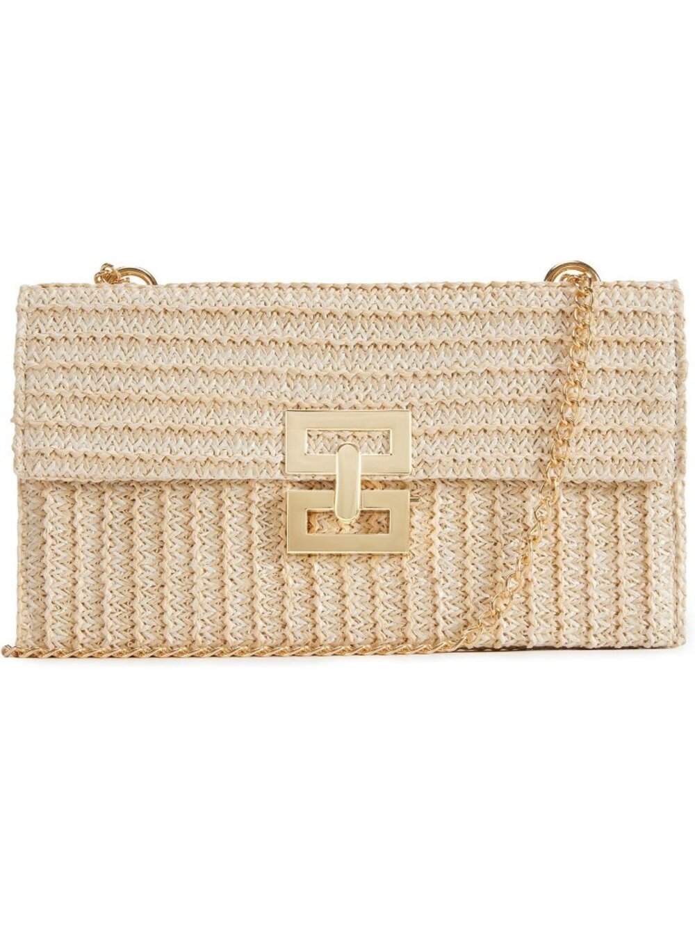 Women’s White2 Straw Woven Clutch Purse Crossbody Evening Wedding Handbag